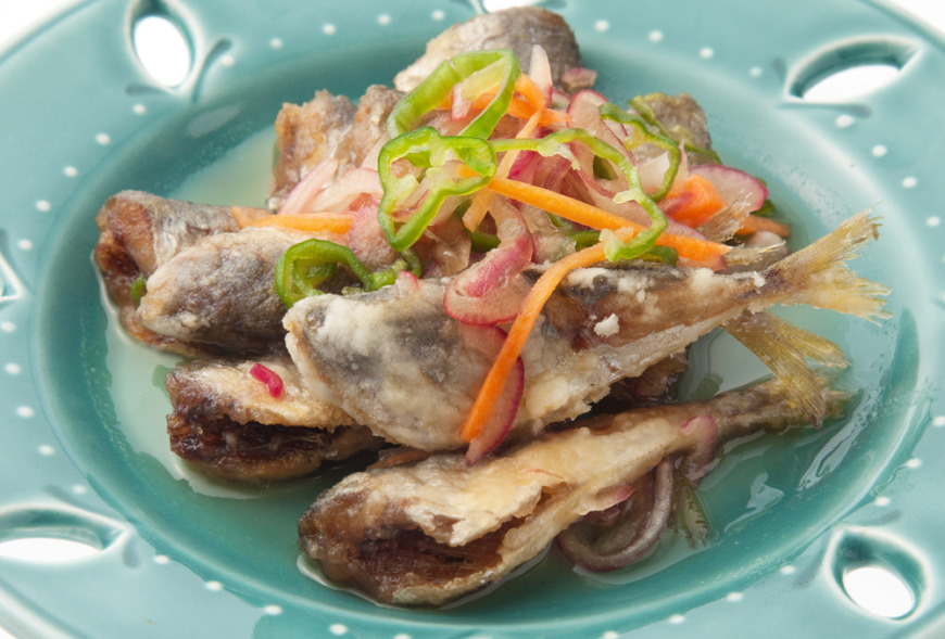 水菜とパプリカで南蛮漬け