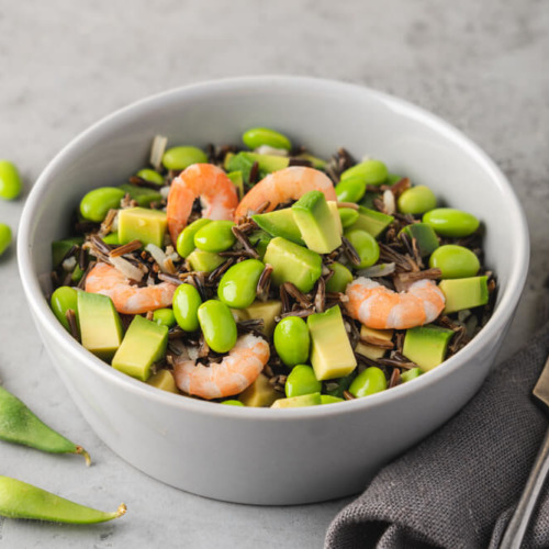 黒米と枝豆、エビのサラダ