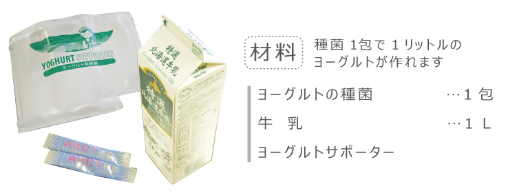ヨーグルトサポーターでつくる手作りヨーグルトの材料