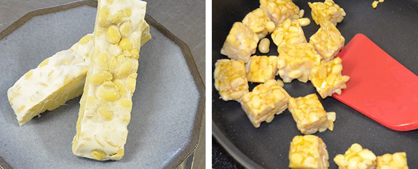 生テンペ　調理したテンペ