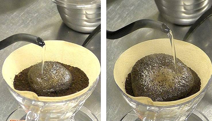 円を描くようにお湯を落としていきます