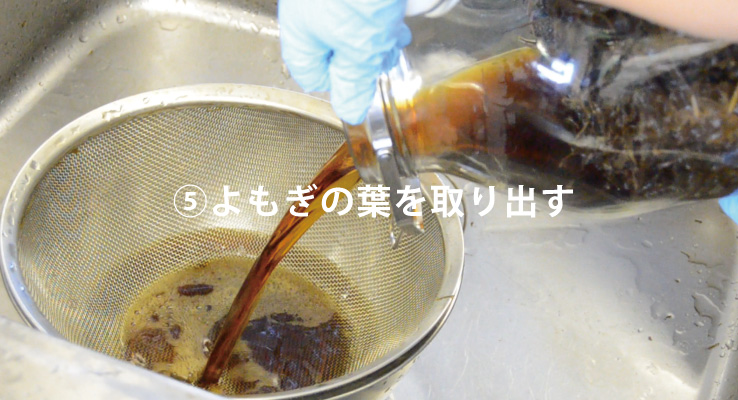 よもぎの葉を取り出す